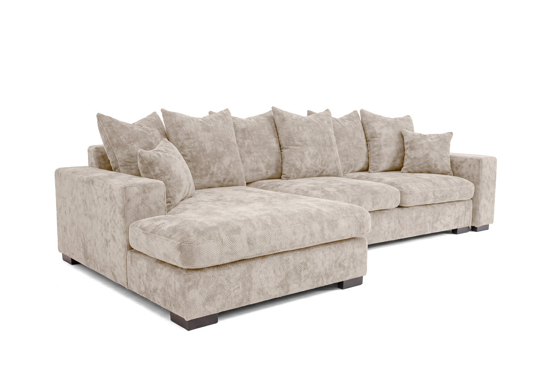 Canapé design Selena L avec fonction couchage en tissu structuré