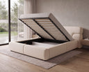 Designer Polsterbett Lovis in Strukturstoff mit Stauraum – Beige