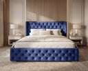 Designer Polsterbett Marlo in Samt – Blau