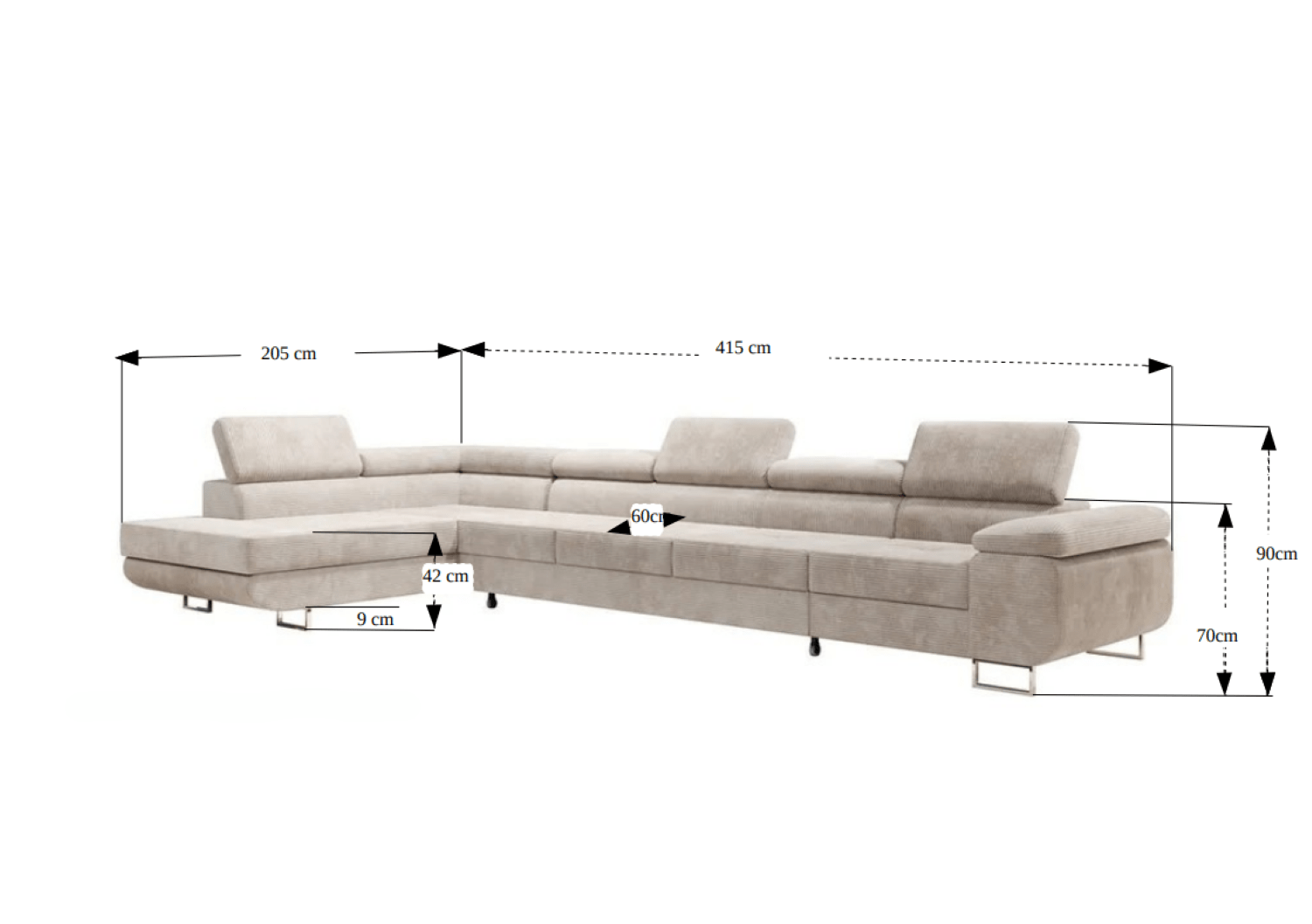 Designer sofa Maxi with sleep and folding function in velvet