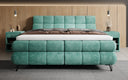 Boxspringbett Milla Cord in Vintage Blau (Poso 026) – Milieu frontal