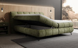 Boxspringbett Milla Cord in Olive (Poso 046) – Stauraum geöffnet seitlich