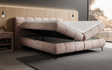 Boxspringbett Milla Cord in Rosé (Poso 052) – Stauraum geöffnet
