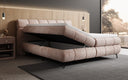 Boxspringbett Milla Cord in Rosé (Poso 052) – Stauraum geöffnet seitlich