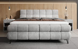 Boxspringbett Milla Cord in Hellgrau (Poso 055) – Milieu frontal