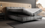 Boxspringbett Milla Cord in Grau (Poso 060) – Stauraum geöffnet