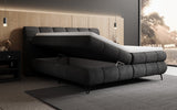 Boxspringbett Milla Cord in Schwarz (Poso 135) – Stauraum geöffnet seitlich