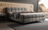 Boxspringbett Milla Strukturstoff in Grau (Raven 13) – Milieu seitlich