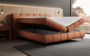 Boxspringbett Milla Strukturstoff in Terrakotta (Raven 44) – Stauraum geöffnet