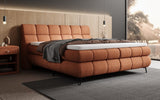 Boxspringbett Milla Strukturstoff in Terrakotta (Raven 44) – Milieu seitlich