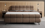 Boxspringbett Milla Strukturstoff in Braun (Raven 45) – Milieu frontal