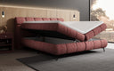 Boxspringbett Milla Strukturstoff in Bordeaux (Raven 59) – Stauraum geöffnet