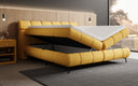 Boxspringbett Milla Strukturstoff in Safran (Raven 66) – Stauraum geöffnet