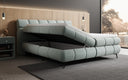 Boxspringbett Milla Strukturstoff in Vintage Blau (Raven 80) – Stauraum geöffnet seitlich