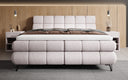 Boxspringbett Milla Strukturstoff in Taupe (Raven 91) – Milieu frontal
