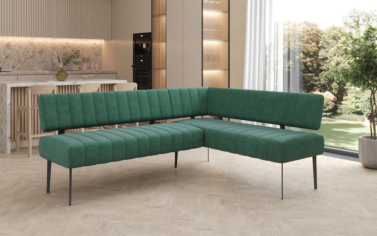 Banquette de salle à manger Montero rembourrée en velours déperlant avec pieds en métal