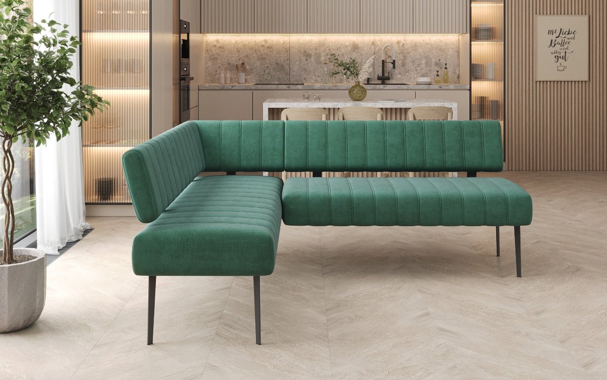 Banquette de salle à manger Montero rembourrée en velours déperlant avec pieds en métal