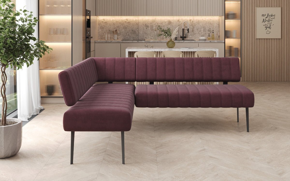 Banquette de salle à manger Montero rembourrée en velours déperlant avec pieds en métal