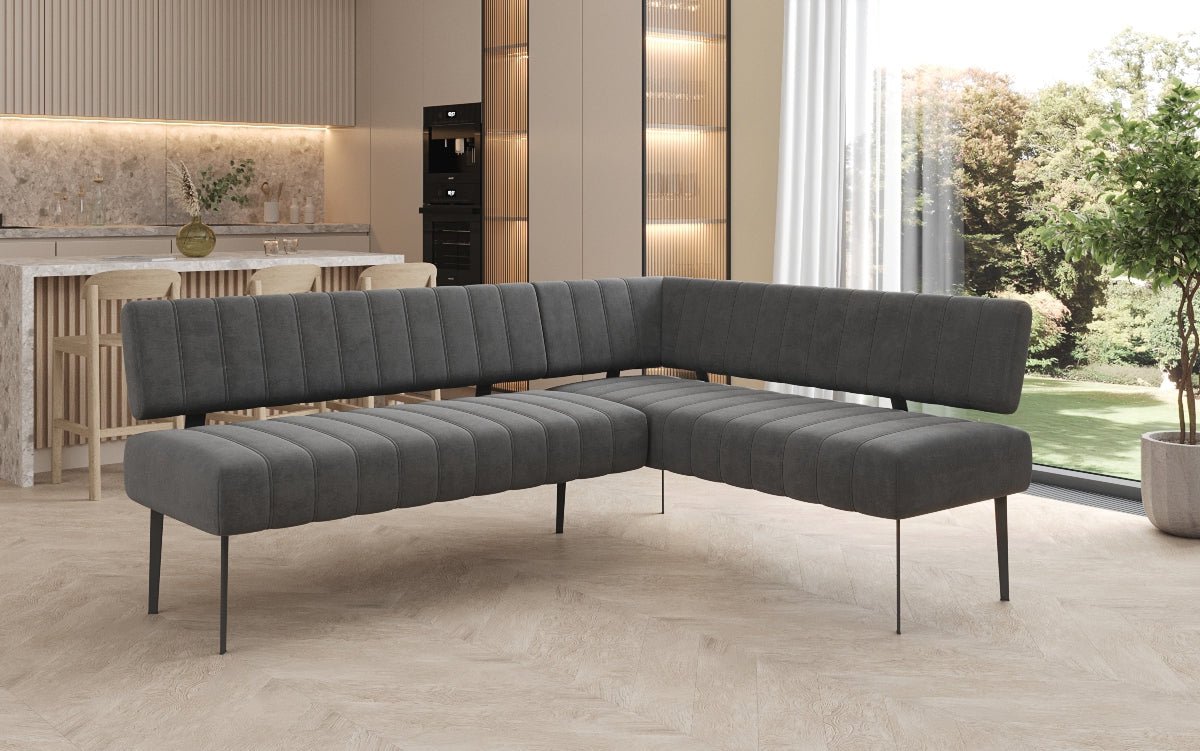 Banquette de salle à manger Montero rembourrée en velours déperlant avec pieds en métal