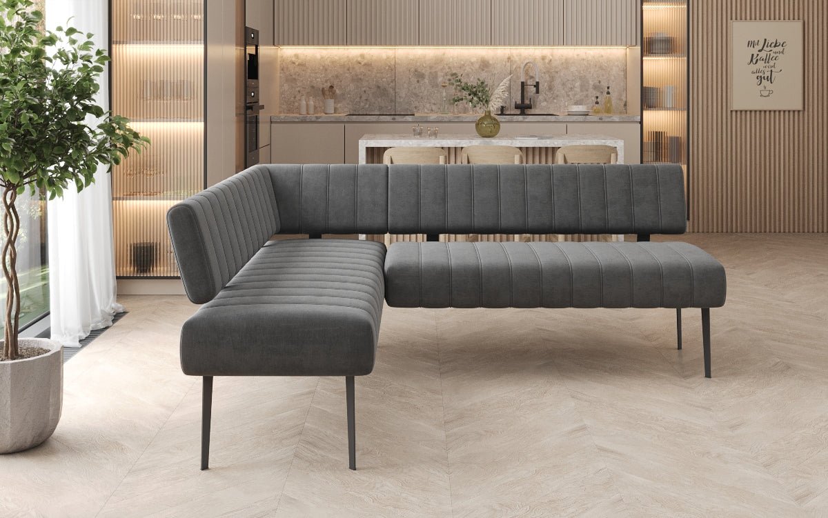 Banquette de salle à manger Montero rembourrée en velours déperlant avec pieds en métal