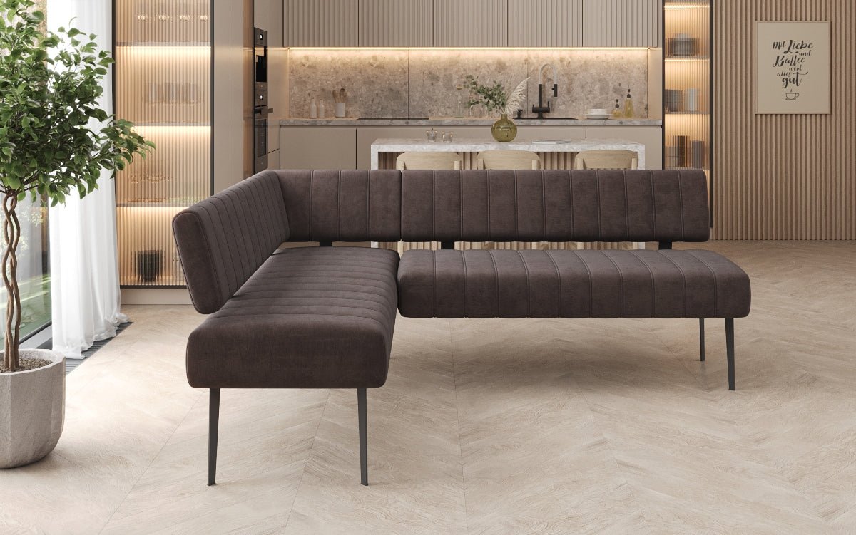 Banquette de salle à manger Montero rembourrée en velours déperlant avec pieds en métal