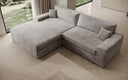 Designer Ecksofa Lugo in Cord – Hellgrau – Links