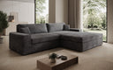 Designer Ecksofa Lugo in Cord – Grau – Rechts