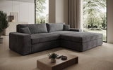 Designer Ecksofa Lugo in Cord – Grau – Rechts