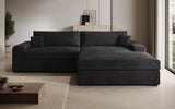 Designer Ecksofa Lugo in Cord – Schwarz – Rechts