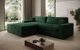 Designer Ecksofa Lugo in Cord – Grün – Links