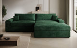 Designer Ecksofa Lugo in Cord – Grün – Rechts