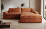Designer Ecksofa Lugo in Cord – Orange – Rechts