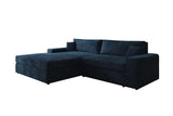 Designer Ecksofa Lugo in Cord – Blau – Links