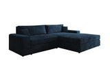 Designer Ecksofa Lugo in Cord – Blau – Rechts