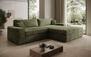 Designer Ecksofa Lugo in Cord – Salbei – Rechts