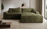 Designer Ecksofa Lugo in Cord – Olive – Rechts