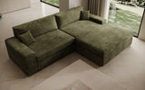 Designer Ecksofa Lugo in Cord – Olive – Rechts