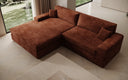 Designer Ecksofa Lugo in Cord – Terrakotta – Links