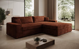 Designer Ecksofa Lugo in Cord – Terrakotta – Rechts