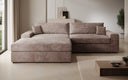 Designer Ecksofa Lugo in Cord – Blush – Links