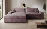 Designer Ecksofa Lugo in Cord – Mauve – Links