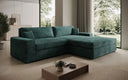 Designer Ecksofa Lugo in Cord – Petrol – Rechts