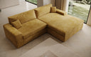 Designer Ecksofa Lugo in Cord – Safran – Rechts
