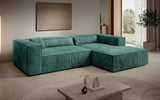 Designer Ecksofa Vasto in Cord – Vintage Blau – Rechts