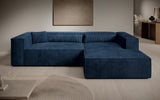Designer Ecksofa Vasto in Cord – Blau – Rechts