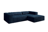 Designer Ecksofa Vasto in Cord – Blau – Rechts