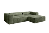 Designer Ecksofa Vasto in Cord – Salbei – Rechts