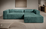 Designer Ecksofa Vasto in Cord – Petrol – Rechts