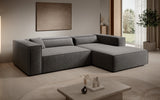 Designer Ecksofa Vasto in Strukturstoff – Grau – Rechts