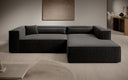 Designer Ecksofa Vasto in Strukturstoff – Schwarz – Rechts